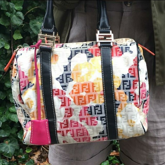 Fendi Handbags - Auth Fendi Floral Mini Zucca Boston Bag RARE